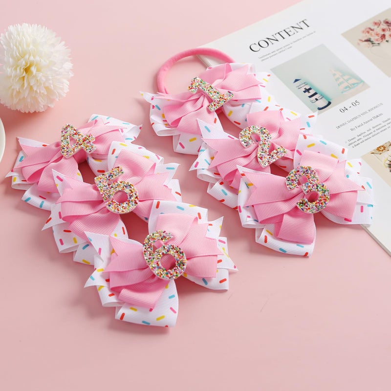 Fancheer Birthday Hair Bow for Baby Girls 1 2 3 4 5 6 Years Sprinkle Decorations Confetti Ice Cream Party Pink Hair Accessories Headband for First 1st Birthday - Image 4