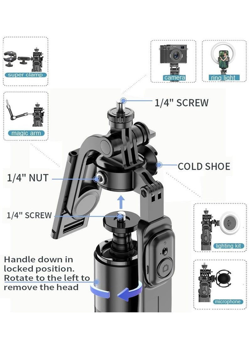 Sunbmebge 60" Phone Tripod,Tripod for iPhone with Fill Light and Rechargeable Remote,Aluminum Selfie Stick Phone Stand Compatible with Cell Phone/Camera/Ring Light/DJI/GoPro  - Image 2