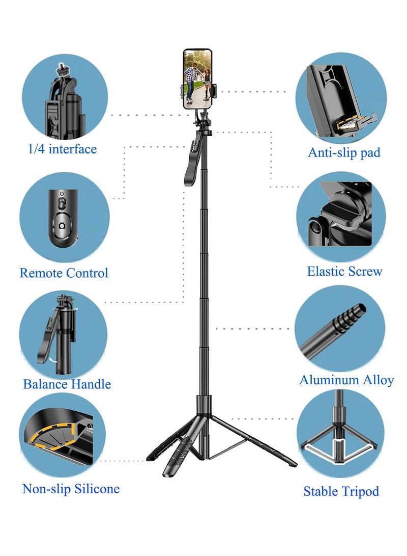 Sunbmebge 60" Phone Tripod,Tripod for iPhone with Fill Light and Rechargeable Remote,Aluminum Selfie Stick Phone Stand Compatible with Cell Phone/Camera/Ring Light/DJI/GoPro  - Image 5