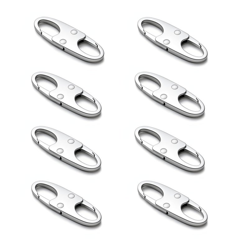 zelin Anti Theft Zipper Clips Double Opening Small Carabiner Clips, 8Pcs Elegant Zinc Alloy Zipper Pull Replacement for Travel, Commuting and Camping (Frost Silver) - Image 1