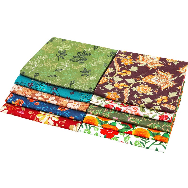 Craftido -25 Options- 100% Cotton Quilting Fabric Bundles 10pcs Fat Quarters 18â€x21â€-Medium Weight 5.2 oz- Soft Cotton for Quilting, Sewing Project, Patchwork, DIY Crafts - Retro Style - Image 3