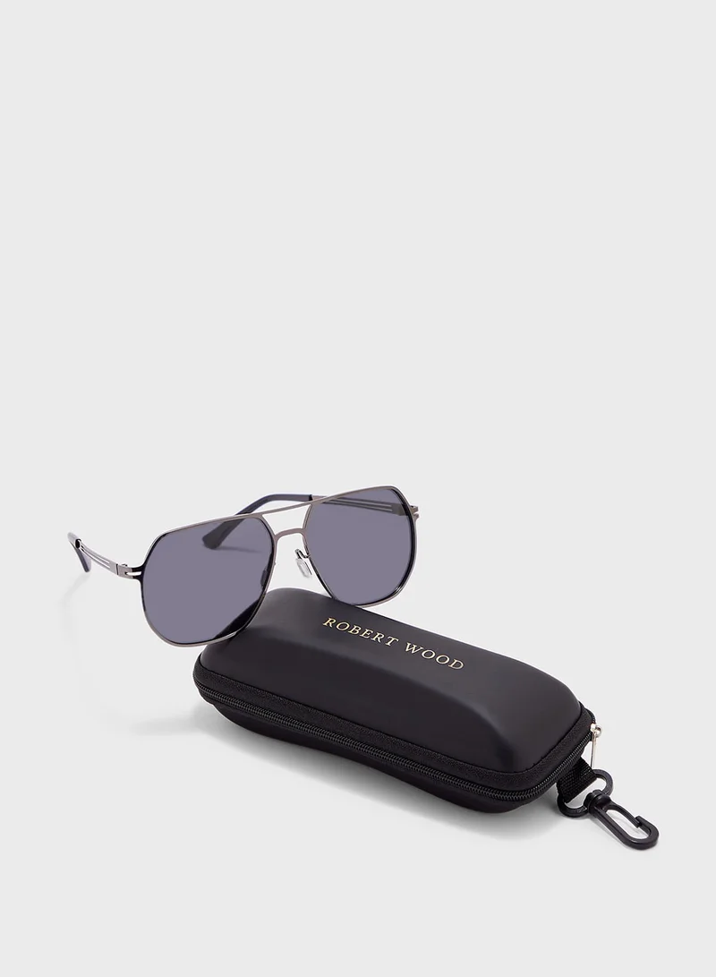 روبرت وود Polarized Lens Oversize Aviator Sunglasses