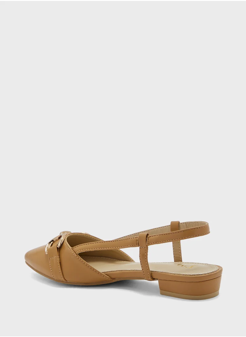 ELLA Metal Trim Pointy Toe Sling Back Shoe