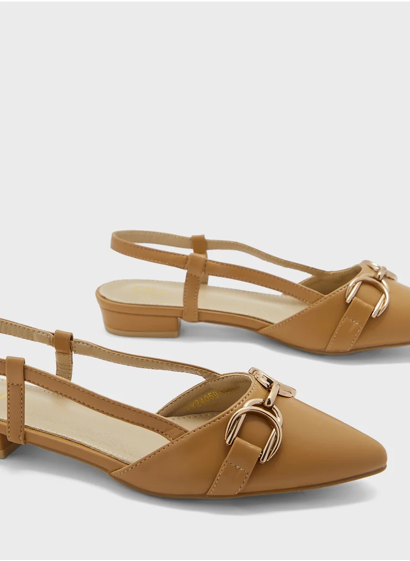 ELLA Metal Trim Pointy Toe Sling Back Shoe