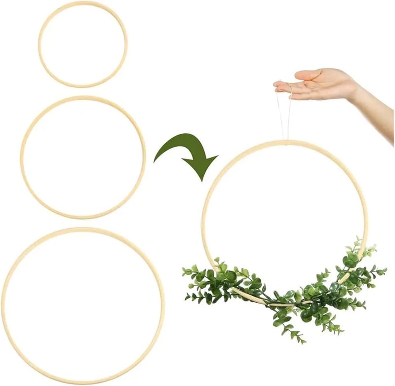 2Pcs Wooden Bamboo Floral Hoop Wreath Craft Hoop Rings for DIY Wedding Wreath Decor Dream Catcher Wall Hanging Crafts Wooden Crafts(Diameter 10cm) - Image 5