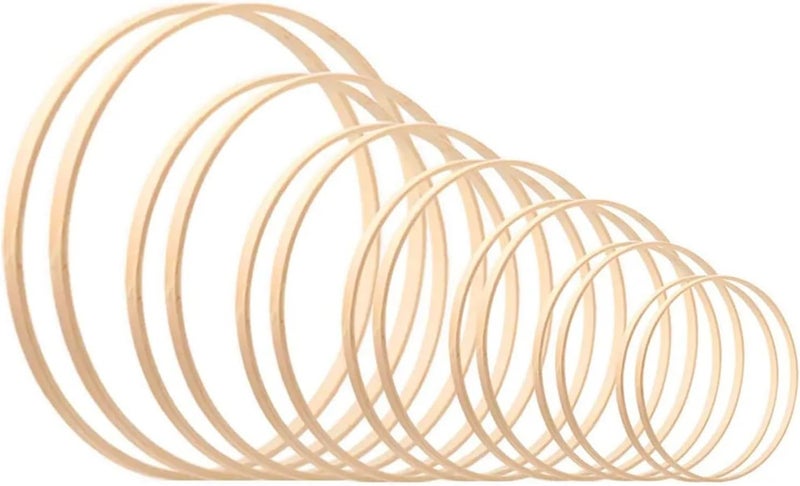 2Pcs Wooden Bamboo Floral Hoop Wreath Craft Hoop Rings for DIY Wedding Wreath Decor Dream Catcher Wall Hanging Crafts Wooden Crafts(Diameter 10cm) - Image 2