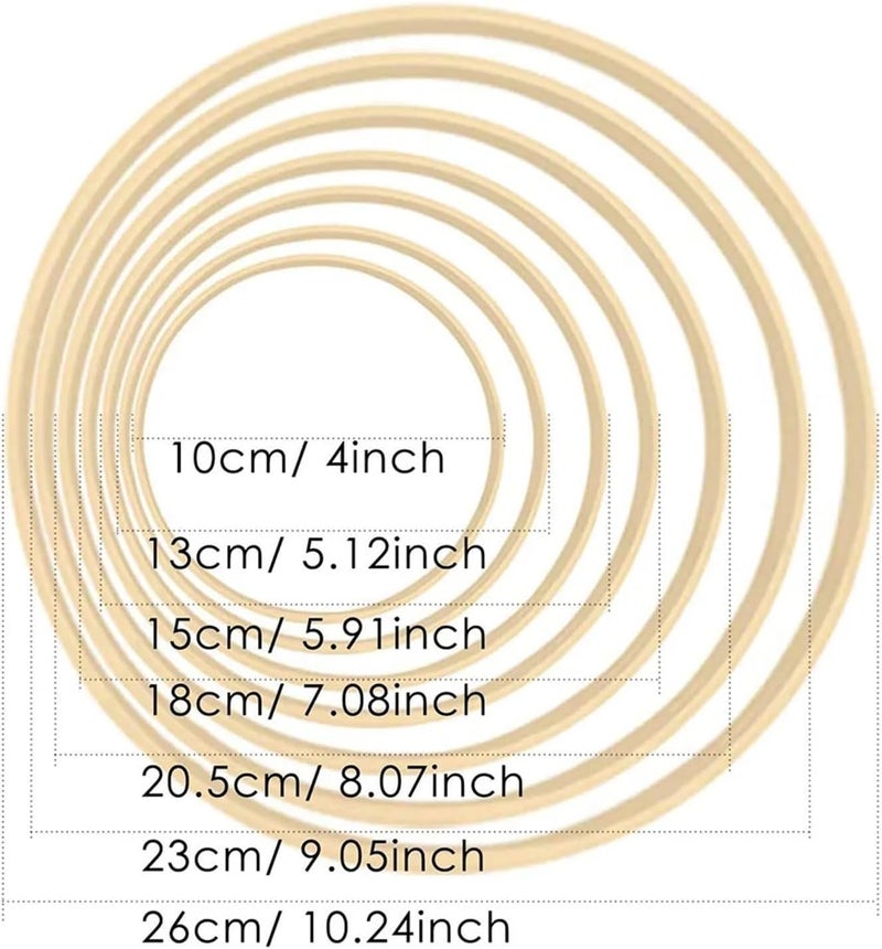 2Pcs Wooden Bamboo Floral Hoop Wreath Craft Hoop Rings for DIY Wedding Wreath Decor Dream Catcher Wall Hanging Crafts Wooden Crafts(Diameter 10cm) - Image 4
