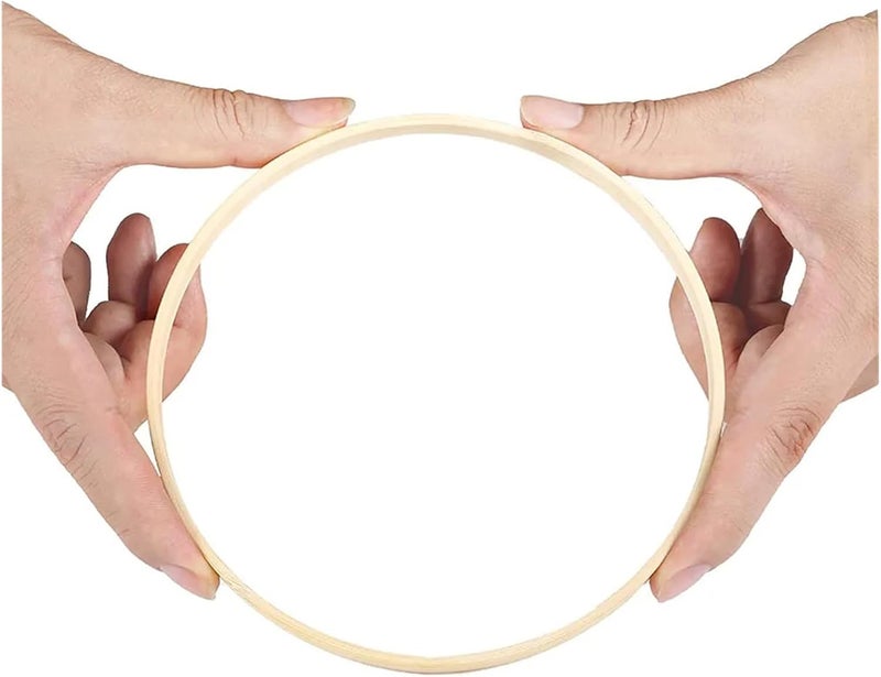2Pcs Wooden Bamboo Floral Hoop Wreath Craft Hoop Rings for DIY Wedding Wreath Decor Dream Catcher Wall Hanging Crafts Wooden Crafts(Diameter 10cm) - Image 3