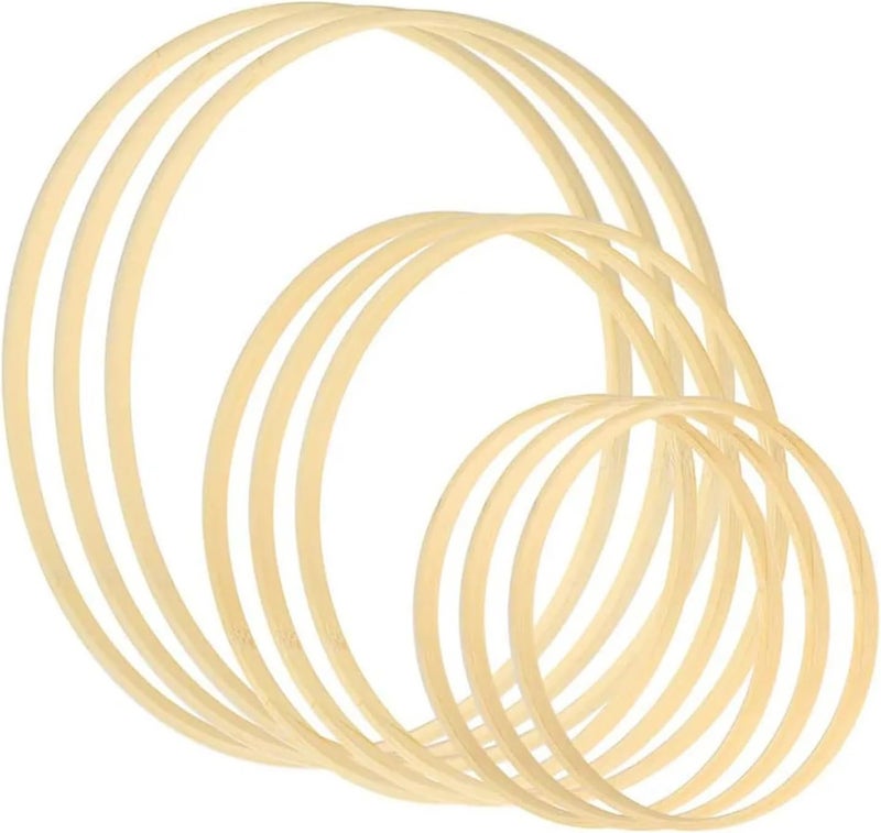 2Pcs Wooden Bamboo Floral Hoop Wreath Craft Hoop Rings for DIY Wedding Wreath Decor Dream Catcher Wall Hanging Crafts Wooden Crafts(Diameter 10cm) - Image 1