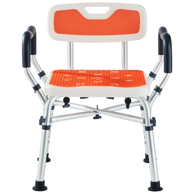 SHOWER CHAIR FOR INSIDE SHOWER PADDED SHOWER SEAT CHAIR WITH ARMS AND BACK 6LEVEL ADJUSTABLE SHOWER STOOL CHAIR FOR ELDERLY AND DISABLED 550 LB HEAVY DUTY HANDICAP SHOWER BATH CHAIR