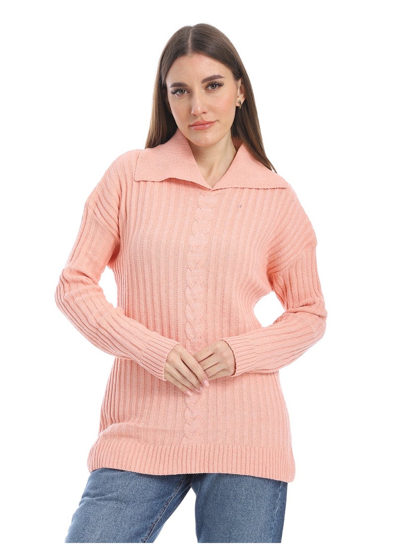 Caesar women wool plain pullover with collar and multidesign  - Image 1