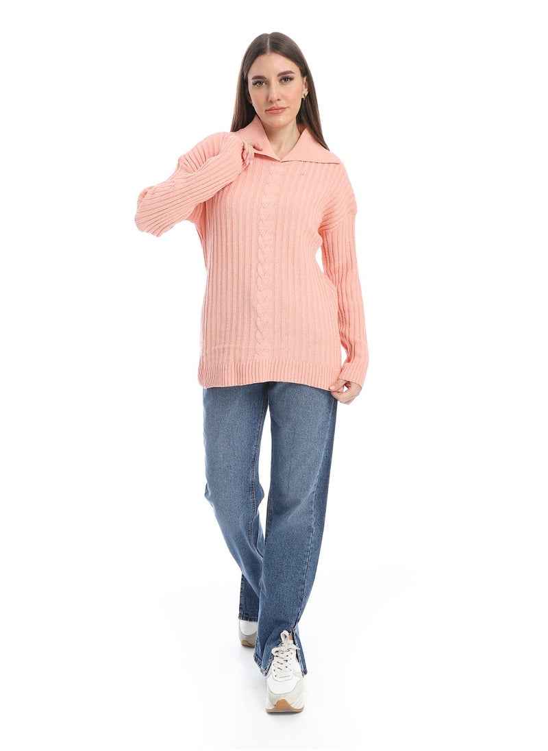 Caesar women wool plain pullover with collar and multidesign  - Image 5