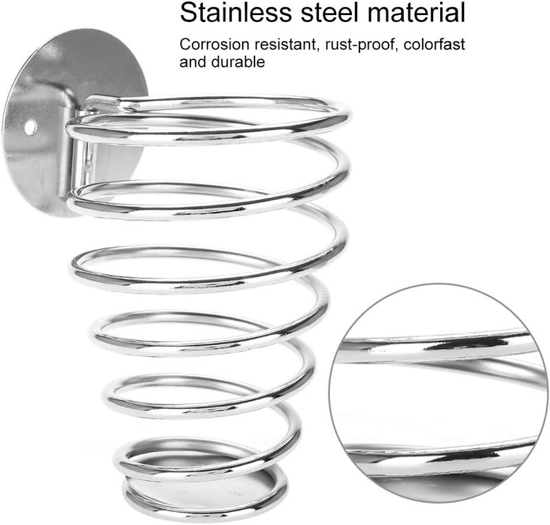 klarako Hair Dryer Holder, Wall Mount Spiral Blow Dryer and Hair Care Tool Stand Rack Hanger Space Saver Organizer for Bathroom Washroom Storage - Image 3