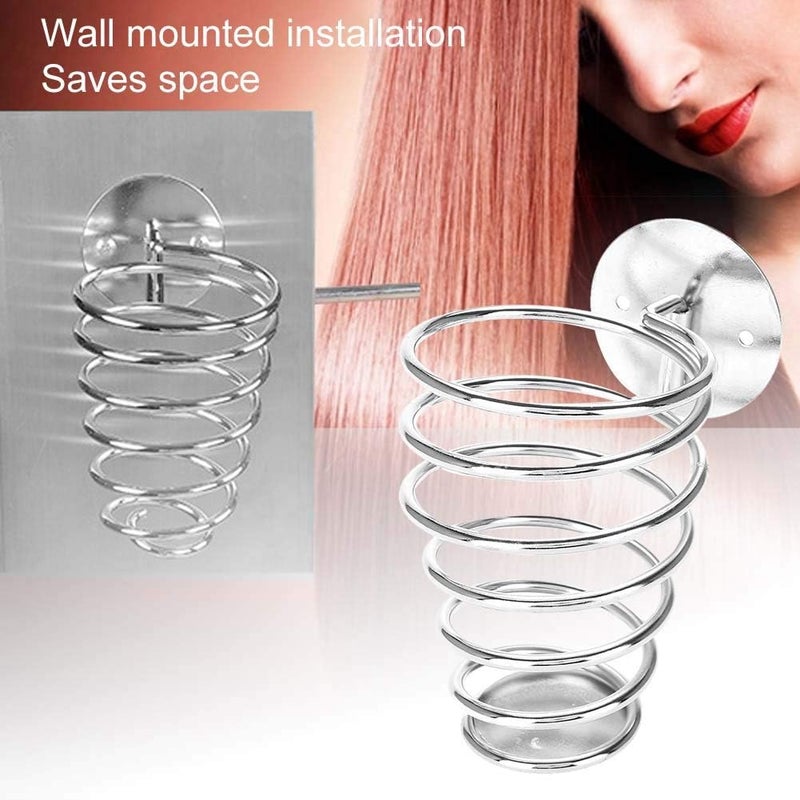 klarako Hair Dryer Holder, Wall Mount Spiral Blow Dryer and Hair Care Tool Stand Rack Hanger Space Saver Organizer for Bathroom Washroom Storage - Image 1
