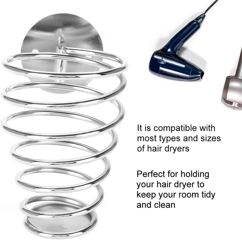 klarako Hair Dryer Holder, Wall Mount Spiral Blow Dryer and Hair Care Tool Stand Rack Hanger Space Saver Organizer for Bathroom Washroom Storage - Image 2