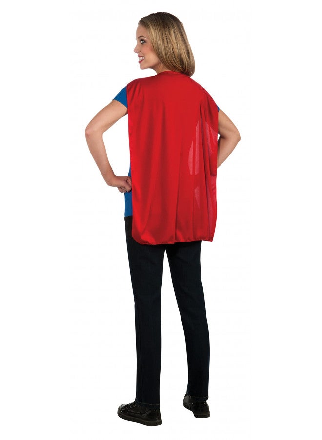 Rubies تي شيرت سوبر جيرل من دي سي كوميكس للنساء مع كيب لحفلات ذات طابع خاص وهالوين، أحمر، كبير - Image 2