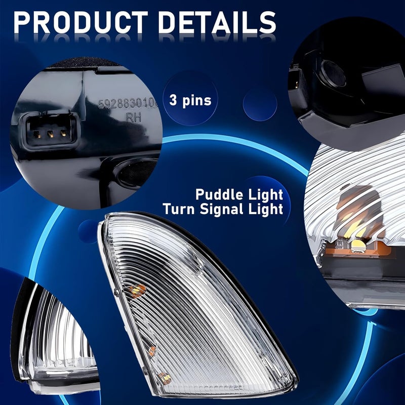 Gagsu Front Right Passenger Side Mirror Turn Signal Light Compatible with Dodge Ram 1500 2500, Mirror Turn Signal Light Lamp Front Right Passenger Side 68064948AA (Passenger's Side) - Image 3