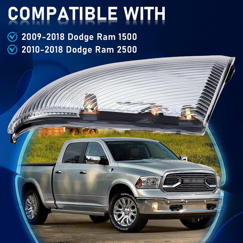 Gagsu Front Right Passenger Side Mirror Turn Signal Light Compatible with Dodge Ram 1500 2500, Mirror Turn Signal Light Lamp Front Right Passenger Side 68064948AA (Passenger's Side) - Image 2