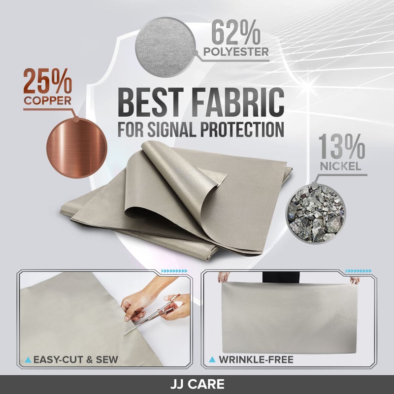 JJ CARE قماش فاراداي من JJ CARE [عبوة من 2، 44" × 39" قماش فاراداي + شريط فاراداي طويل 1" × 24" + تعليمات] - قماش بدرجة عسكرية - Image 4