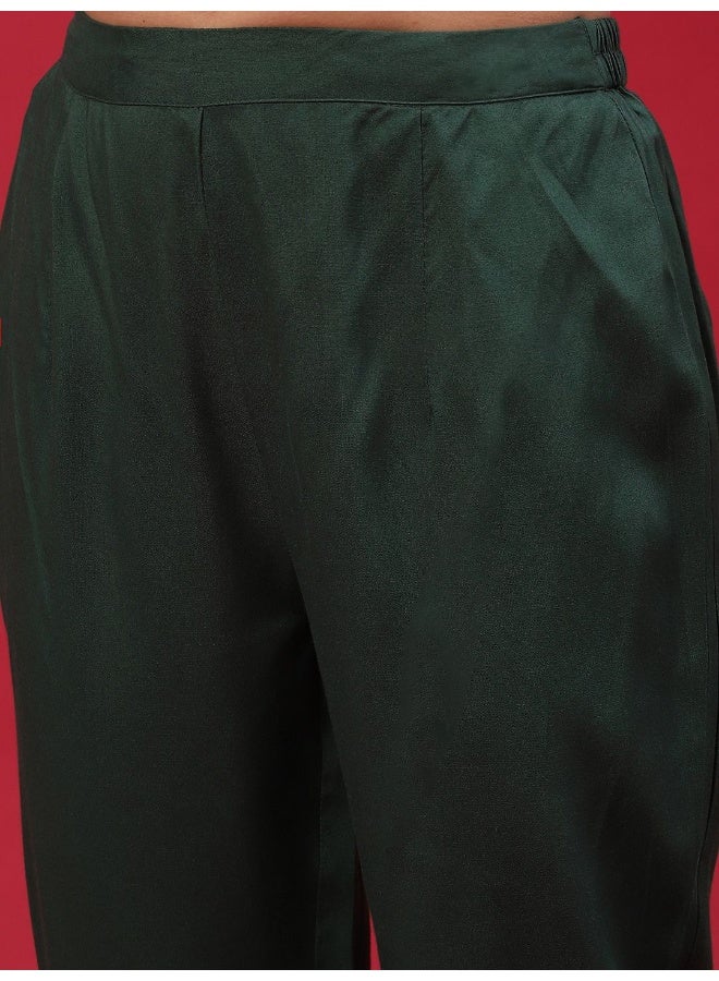 AKS Green Gold Printed Kurta & Pant With Dupatta Set  - Image 3