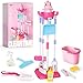 deAO Kids Cleaning Toy Set Toddlers Cleaning Set Housekeeping Pretend Play Toy Cleaning Set Kids Broom and Mop Set for Ages 3 Christmas Birthday Toys for Girls Boys - Image 4