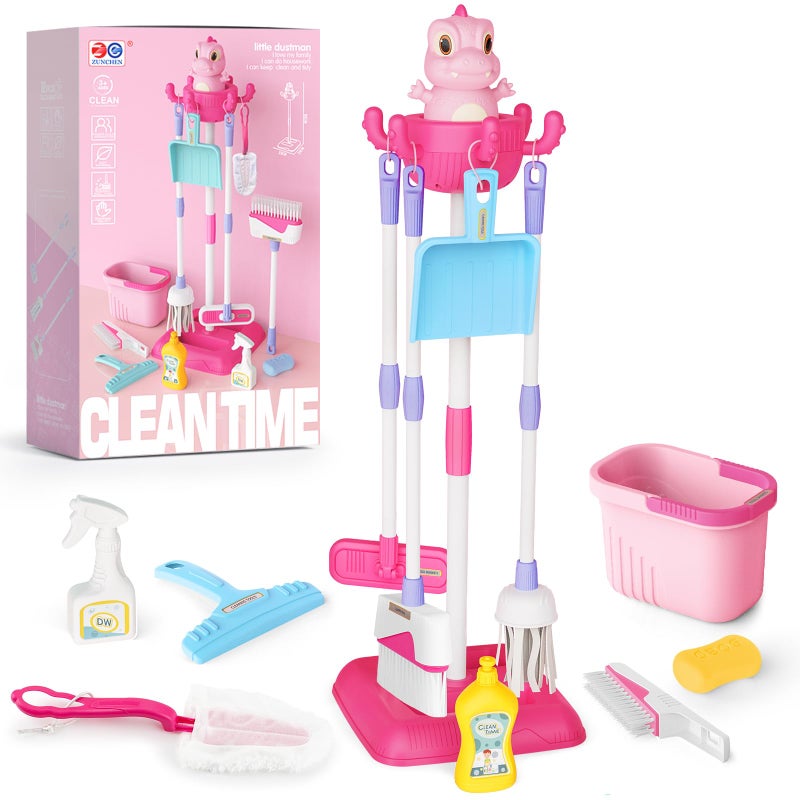 deAO Kids Cleaning Toy Set Toddlers Cleaning Set Housekeeping Pretend Play Toy Cleaning Set Kids Broom and Mop Set for Ages 3 Christmas Birthday Toys for Girls Boys - Image 2