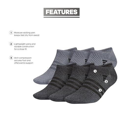 adidas Mens Superlite No Show Socks (6-Pair Pack) Low Profile Below Ankle - Image 2