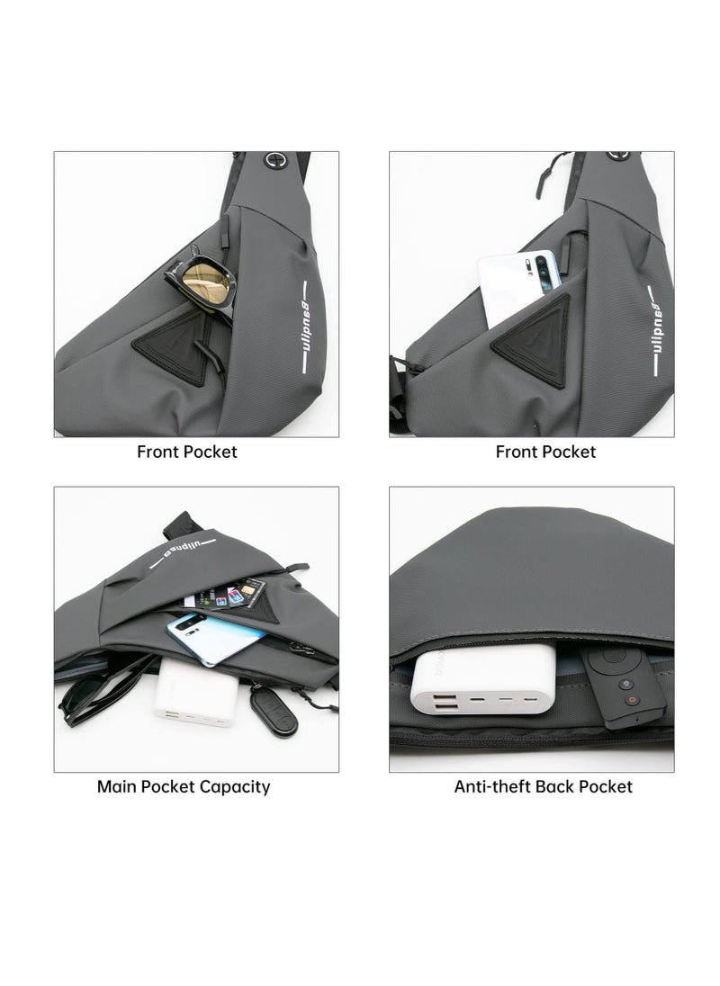 Excefore Sling Bag Man Bag Crossbody, Mens Shoulder Crossbody Chest Bag Classic Sling Slim Backpack Multipurpose Daypack Left-hand  - Image 2