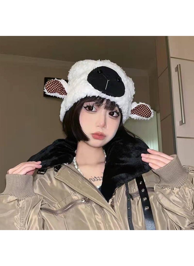 Generic - Cute Bear Scarf Hat Winter Warm Plush Hooded Mask CapMercedes-Benz Lamb [White]] Mercedes-Benz Lamb [White]] - Image 1