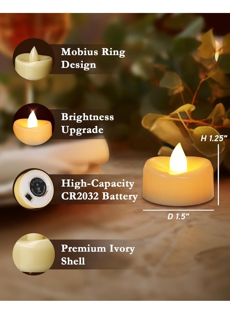 BABONA 24pcs LED Flameless Flickering Candles, Battery-Powered Electric Tea Light Set for Home Decor, Birthday & Gifts (Warm White) - Image 2