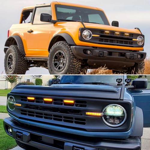 Tonsya for 2021 2022 2023 Bronco Accessories Front LED Grill Light 2/4-Door Amber OEM Smoked Grille Lights - Image 5