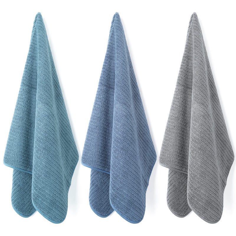 POLYTE Premium Microfiber All-Purpose Ribbed Terry Kitchen Towel, 12 Pack (Blue, Gray, Teal, 16x28 in) - Image 5
