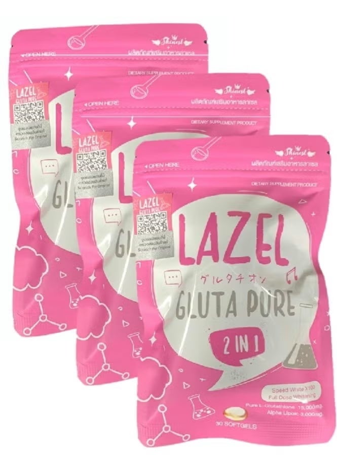 ليزيل مجموعة لازل جلوتا بيور 30 ​​كبسولة هلامية مكونة من 3 قطع