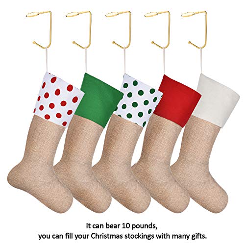 Sunshane 5 Pieces Christmas Stocking Holders Mantel Hooks Hanger Christmas Safety Hang Grip Stockings Clip for Christmas Party Decoration (Gold) - Image 5