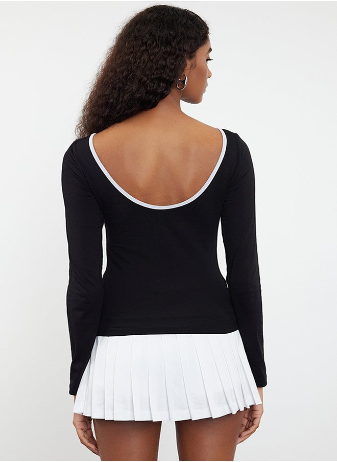 Black Color Blocked Backless Fitted Knitted Blouse TWOAW25BZ00026 - pzsku/Z5B9C2B4D4C1384E1E872Z/45/_/1730941455/9f93c1a8-3ca0-4a8c-85b7-b1ca6d9d40c3