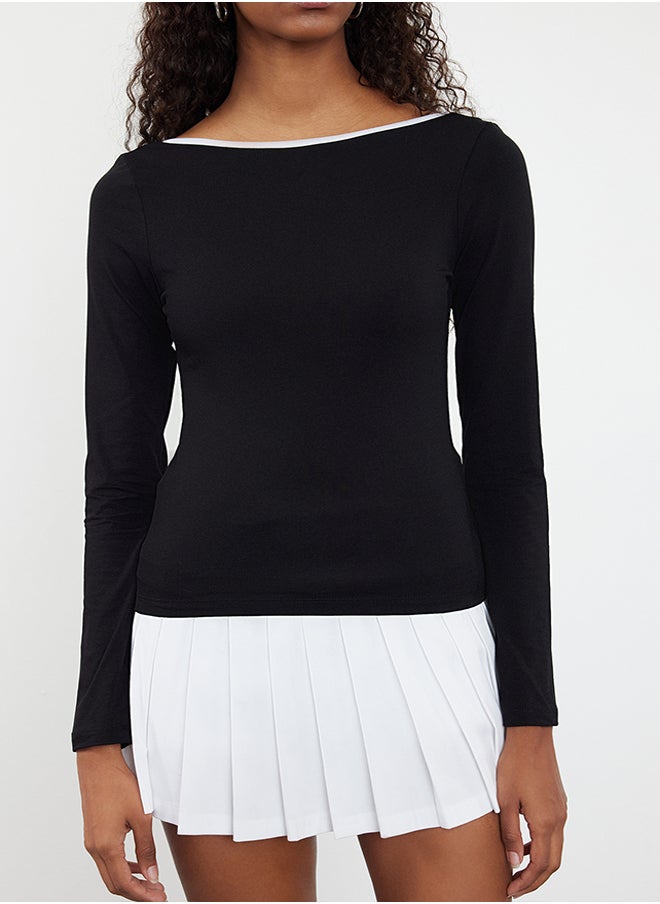 Black Color Blocked Backless Fitted Knitted Blouse TWOAW25BZ00026 - pzsku/Z5B9C2B4D4C1384E1E872Z/45/_/1730941456/81885c31-ddb4-47d8-b2f7-1204d9f58d49