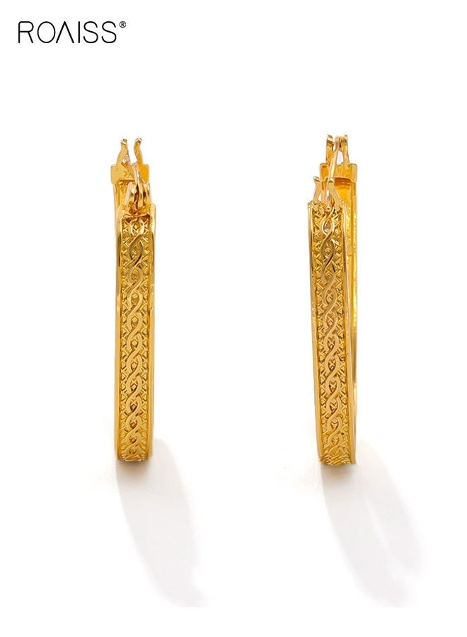 أقراط دائرية مطلية بالذهب ومزخرفة للنساء، أقراط دائرية خفيفة الوزن بتصميم فريد، هدايا للأم والزوجة والصديقة