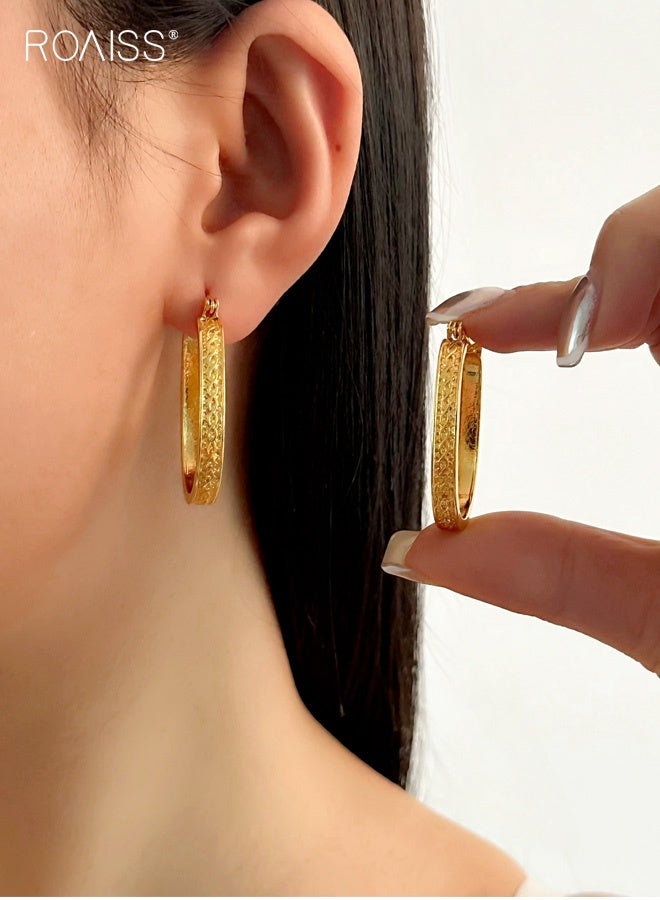 أقراط دائرية مطلية بالذهب ومزخرفة للنساء، أقراط دائرية خفيفة الوزن بتصميم فريد، هدايا للأم والزوجة والصديقة