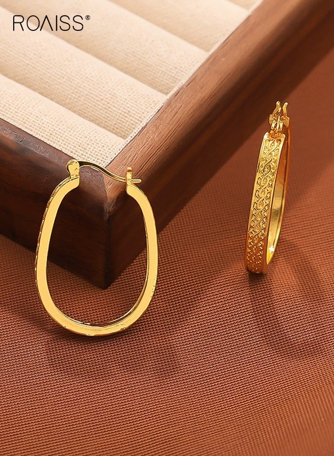 أقراط دائرية مطلية بالذهب ومزخرفة للنساء، أقراط دائرية خفيفة الوزن بتصميم فريد، هدايا للأم والزوجة والصديقة