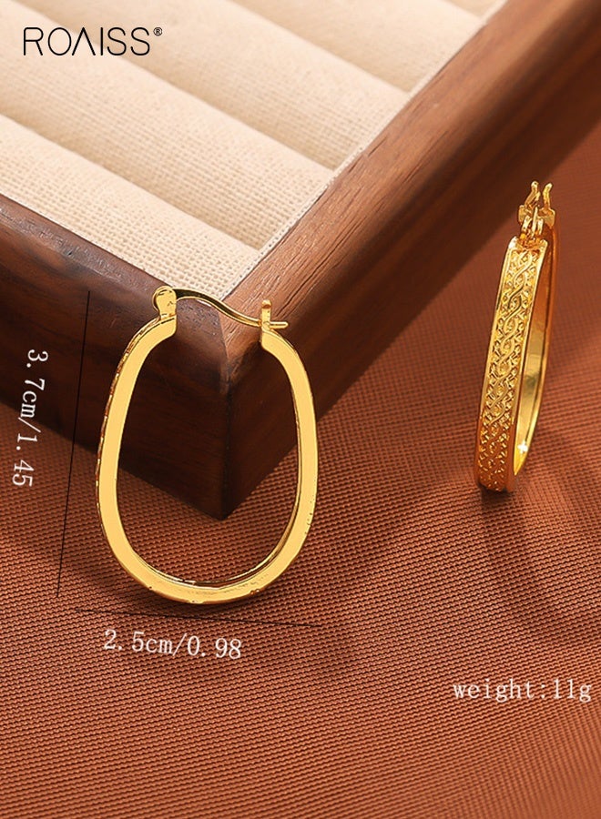 أقراط دائرية مطلية بالذهب ومزخرفة للنساء، أقراط دائرية خفيفة الوزن بتصميم فريد، هدايا للأم والزوجة والصديقة