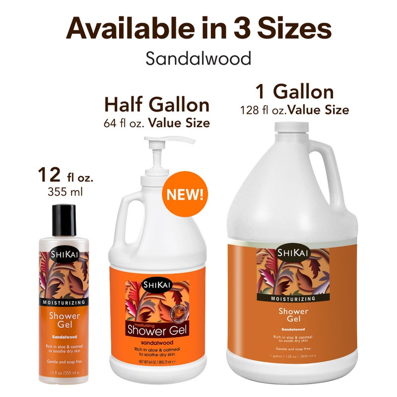 ShiKai Daily Moisturizing Shower Gel (Sandalwood, 12oz, Pack of 3) | Gentle Formula | Aloe Vera & Oatmeal for Soft, Healthy Skin | Dry Skin Relief - Image 4