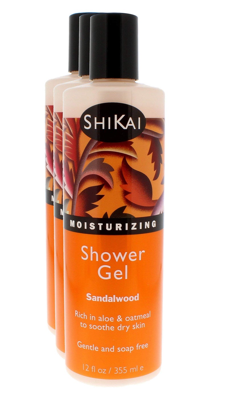 ShiKai Daily Moisturizing Shower Gel (Sandalwood, 12oz, Pack of 3) | Gentle Formula | Aloe Vera & Oatmeal for Soft, Healthy Skin | Dry Skin Relief - Image 1