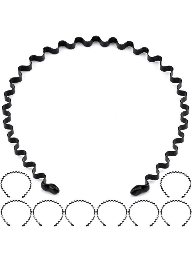IFAMIO 8 Pcs Metal Hair Band For Men Women Hair Bands Simple Unisex Fashion Headbands Black Wavy Hair Hoop Outdoor Sports Head Bands Headwear Elastic Non Slip Hair Accessories - Image 1