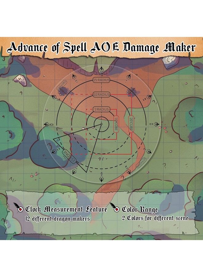 Byhoo Spell Aoe Damage Marker Dnd Area Effect Template 1" Grid Or Hex Tabletop Game Mat Rpg Gaming Accessories For Dungeons And Dragons 5E Pathfinder And Other Ttrpgs  - Image 5