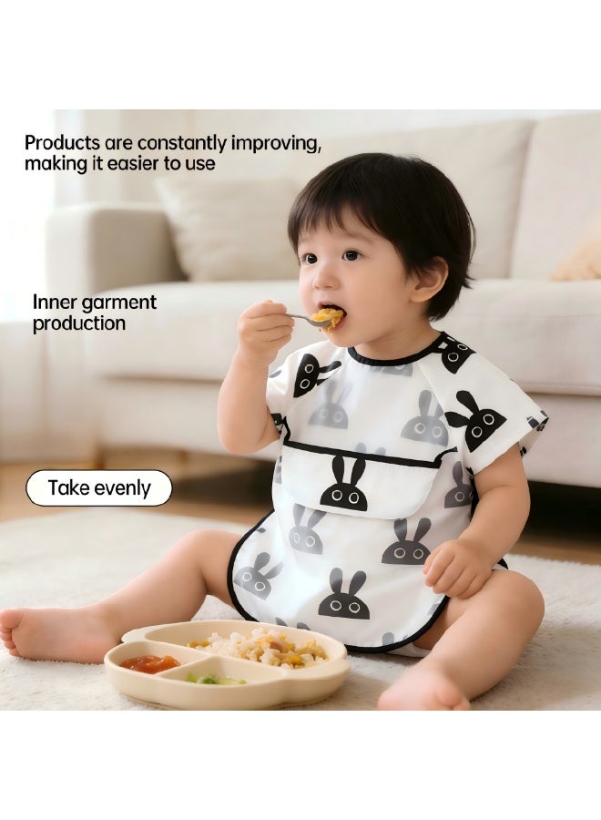 Baby Waterproof Bib, Stain Resistant Toddler Feeding Bib with Pocket, Cute Rabbit Print for 2-4 Years Old - Image 4