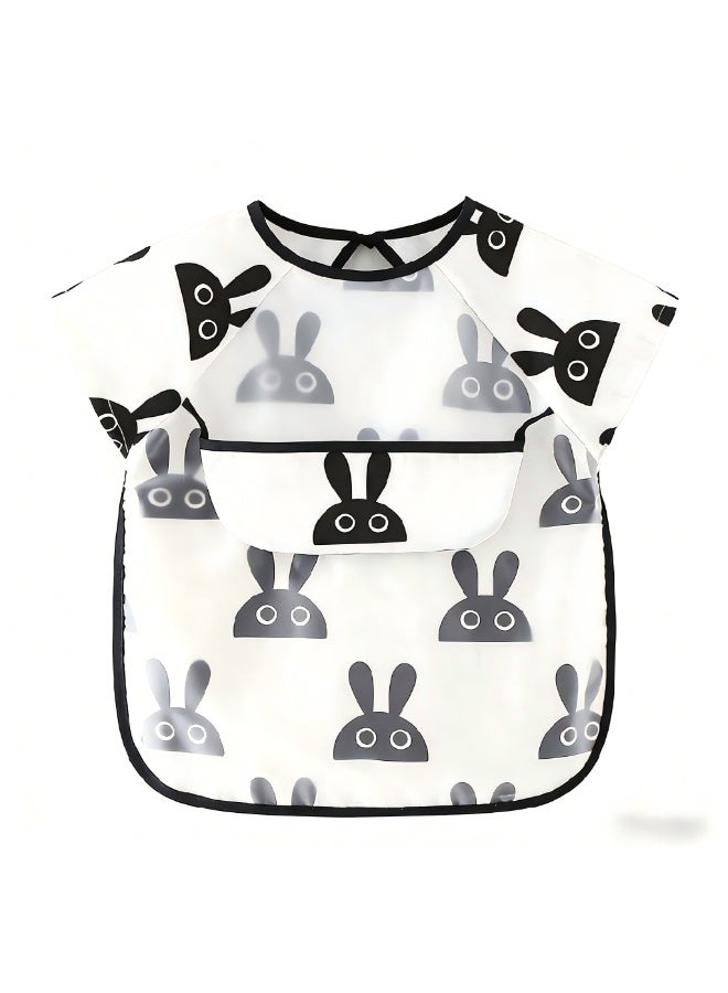 Baby Waterproof Bib, Stain Resistant Toddler Feeding Bib with Pocket, Cute Rabbit Print for 2-4 Years Old - Image 1