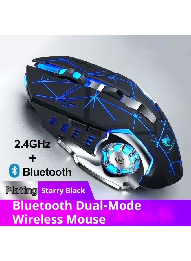 T-WOLF Gaming Mouse Multicolor RGB Backlight Wireless Gaming Mouse for Laptops Charging 2.4G+Bluetooth Dual Mode - Image 1