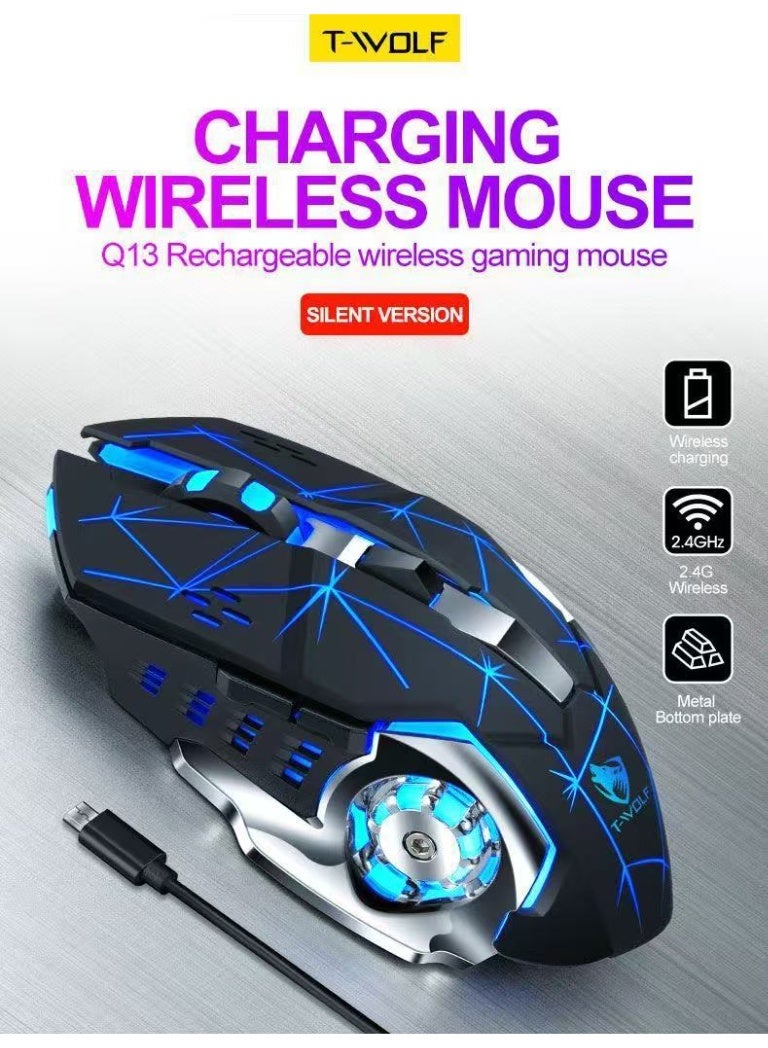 T-WOLF Gaming Mouse Multicolor RGB Backlight Wireless Gaming Mouse for Laptops Charging 2.4G+Bluetooth Dual Mode - Image 2