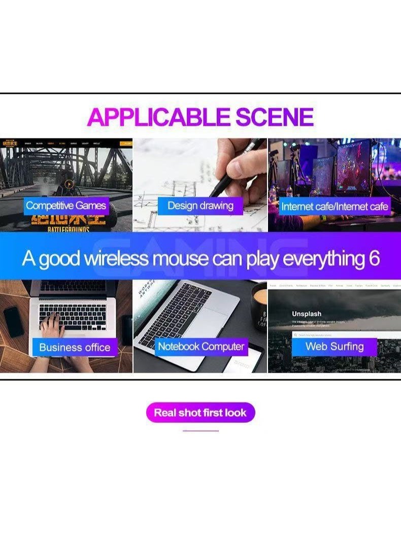 T-WOLF Gaming Mouse Multicolor RGB Backlight Wireless Gaming Mouse for Laptops Charging 2.4G+Bluetooth Dual Mode - Image 3