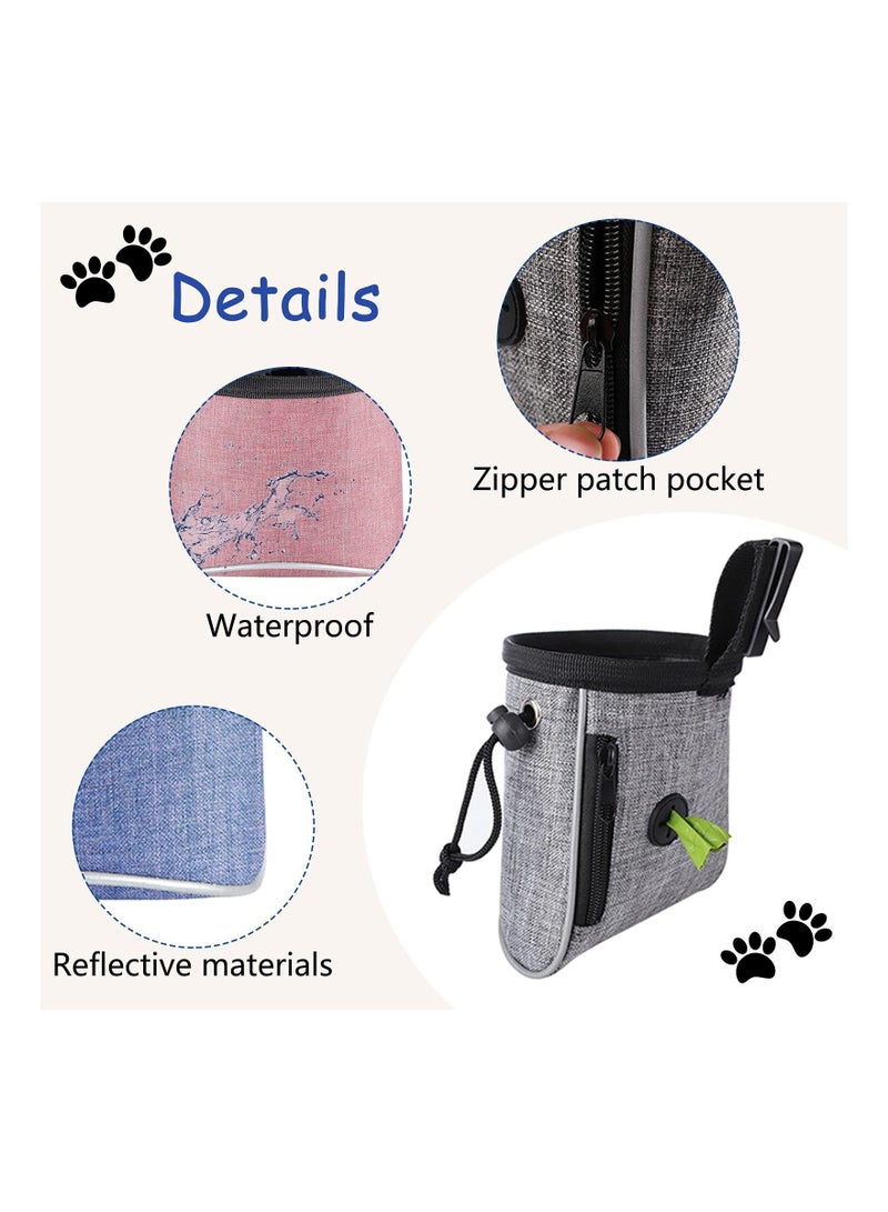 Dog Treat Bag, Waterproof Dog Training Pouch, Hand-Free Dog Walking Bag with Adjustable Waist Belt, Pet Puppy Treat Pouch Bag for Dog Training Walking Travel Outdoor Use (Grey) - Image 4